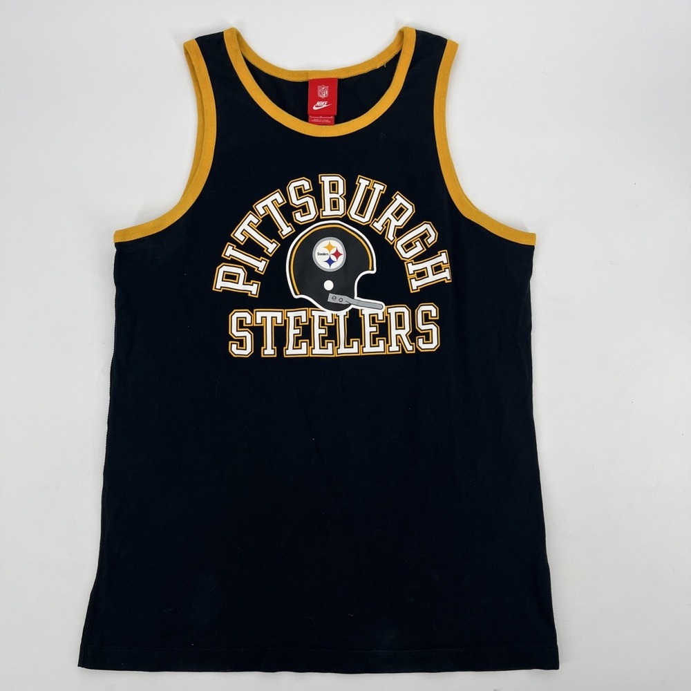 Nike Pittsburgh Steelers NFL Men's Size LG Tank Top Black Cotton Shirt Athletic